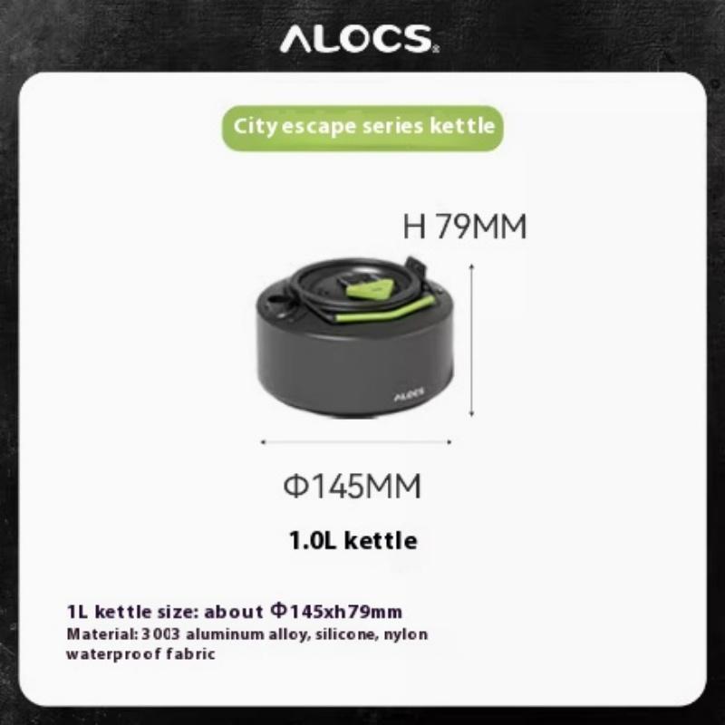 Alocs Туристический набор посуды для кемпинга из 4 предметов - Легкий, с антипригарным покрытием, ветрозащитный, быстро нагревающийся - Портативная посуда для бэкпэкинга