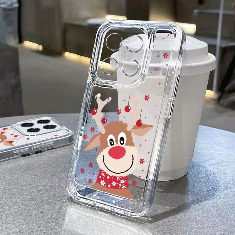 Clear Soft TPU Case For Xiaomi Redmi Note 14 13 Pro Plus 5G Note 11 12 13 14 Pro 13C 14C 4G Cartoon Christmas Print Phone Cover