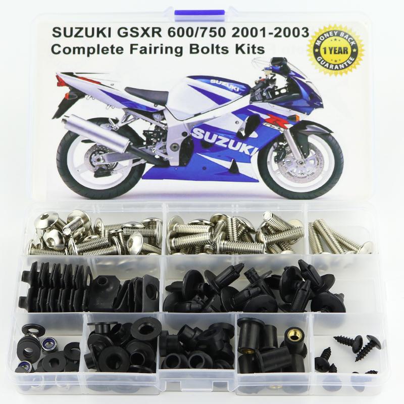 Fit For Suzuki GSXR600 GSX-R600 GSXR 600 750 GSX-R750 2001-2003 Complete Full Fairing Bolts Kit Steel Fairing Clips Nuts Steel