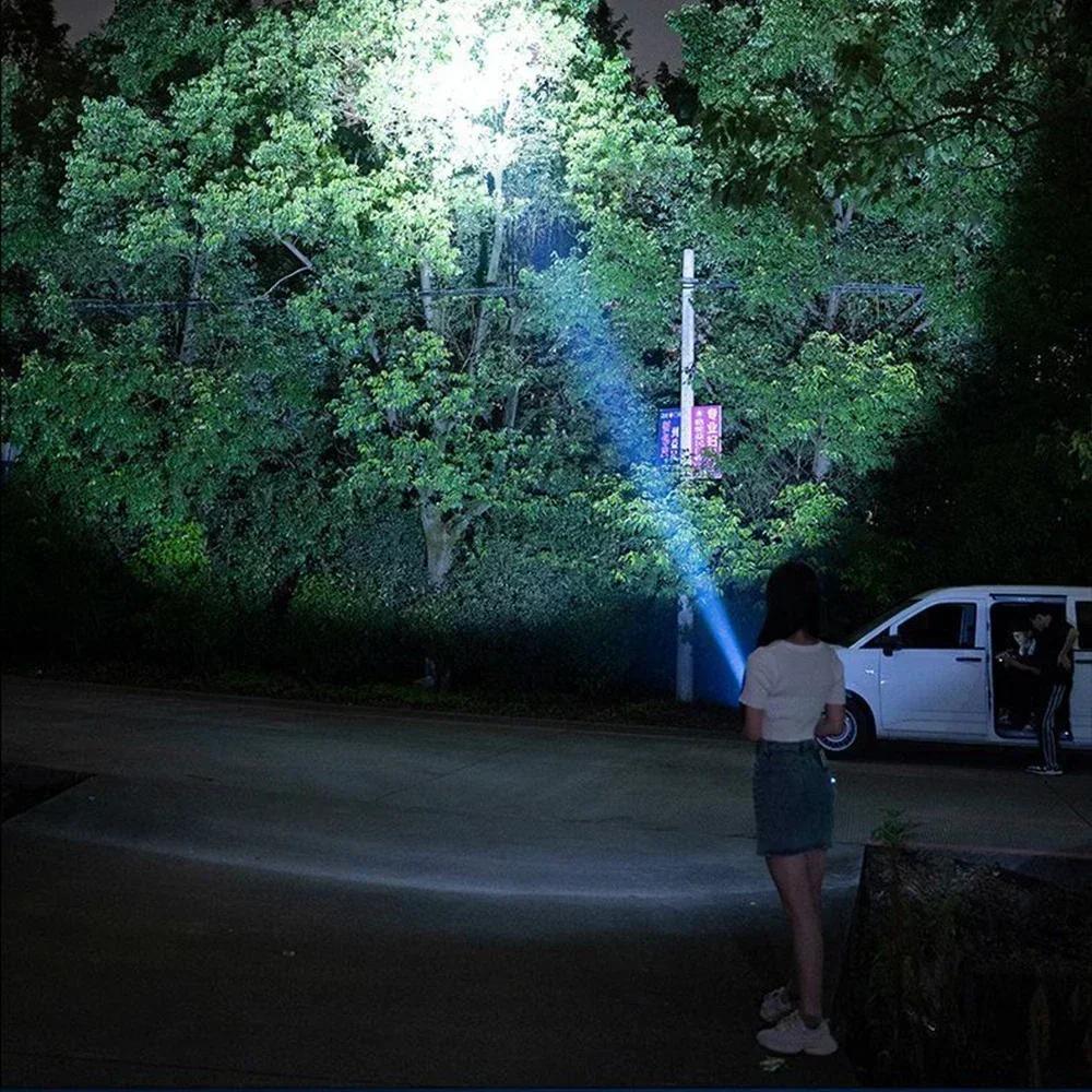 Мощный светодиодный фонарик, USB-перезаряжаемый свет, телескопический зум, походный фонарь с COB боковым светом, многофункциональный уличный фонарь