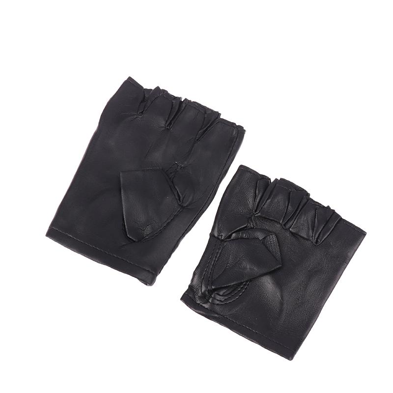 1 Pair Unisex Black Pu Leather Fingerless Gloves Female Half Finger Driving Women Men Sports Guantes Motor Punk Gloves