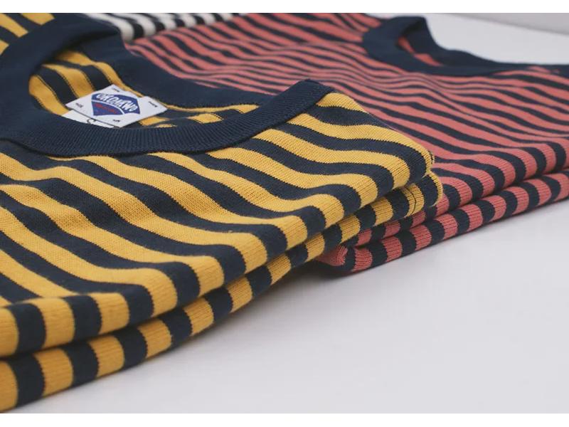 Летняя полосатая мужская футболка цвета хаки и морской волны OKONKWO