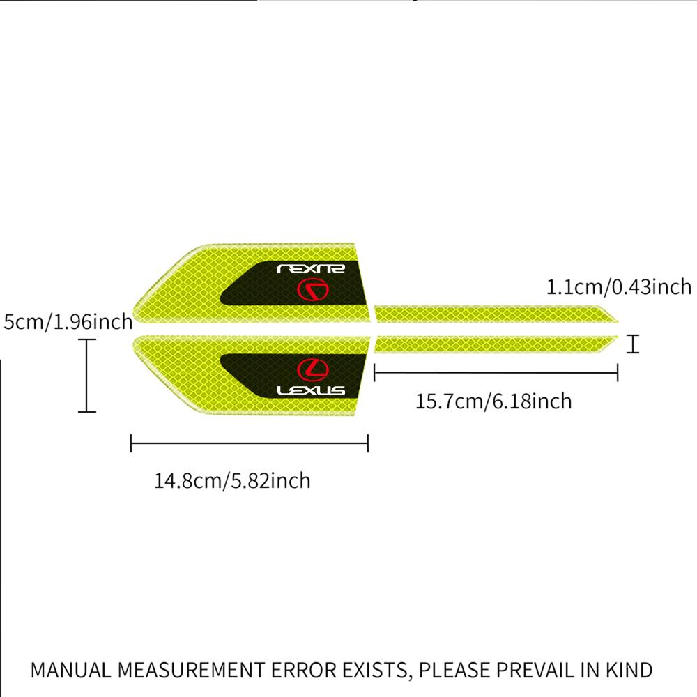 ITLD5 Car Reflective Strip Decorative Sticker Fender Safety Warning Decal For Lexus CT200h NX300h RX300 RX330 EX300h F Sport IS RX NX