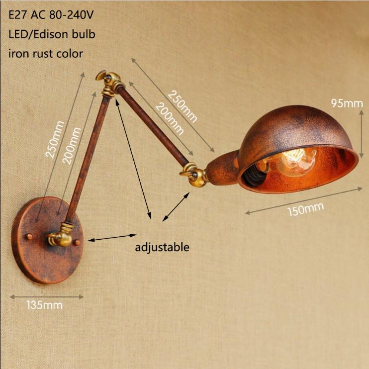 Промышленный ретро-лофт латунный кованый настенный светильник E27/E26 для спальни, прикроватной тумбочки, ванной комнаты, входа, балкона, кафе, студии, освещения