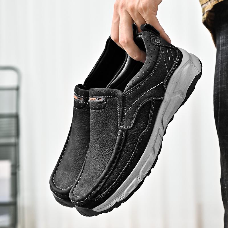 Men's Genuine Leather Casual Shoes Soft Anti-slip Rubber Loafers Man Leisure Walk Footwear Light Moccasins Outdoor Driving Shoes