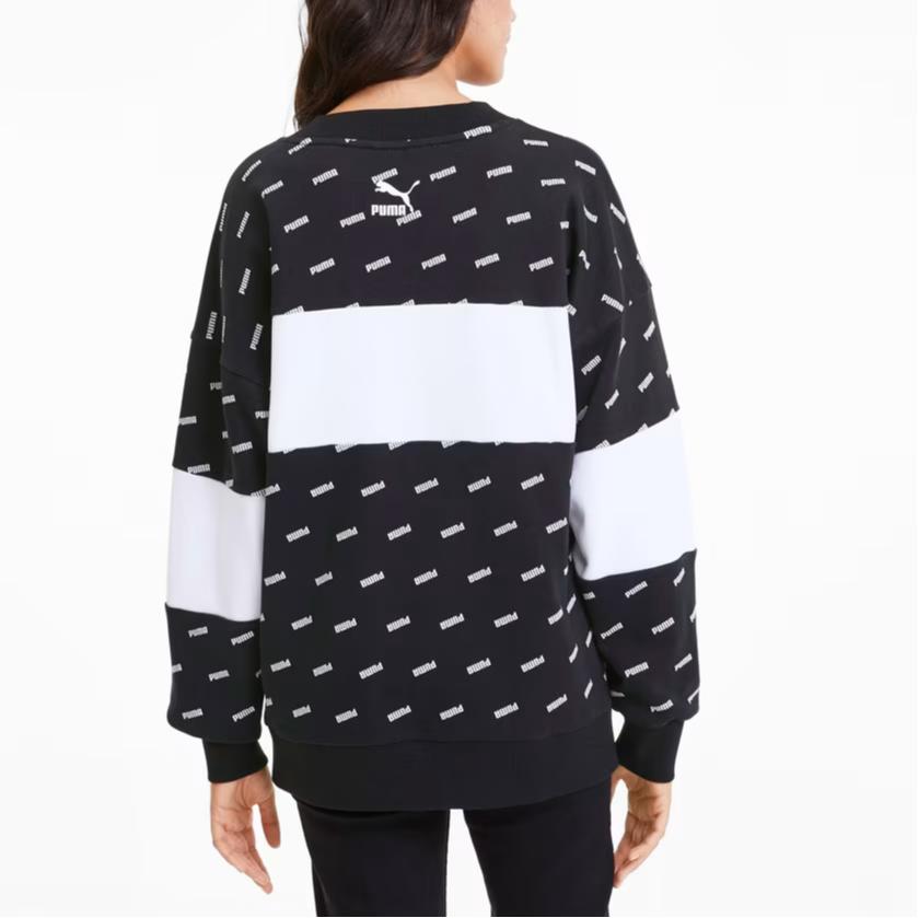 Puma Crew Neck Long Sleeve American Sweatshirt Women Sweatshirt Black 598241-01