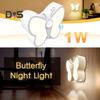 Светодиодный ночник-бабочка с регулируемой яркостью, перезаряжаемый через USB, умный датчик движения, беспроводной ночник, прикроватная лампа