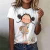 Summer Round Neck 3D Anime Girl Printed Top Fashionable Casual Short Sleeved Women's T-shirts