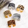 Europe and America Retro Sex Appeal Autumn and Winter Geometry Plush Leopard Print Zebra Texture Open Mouth Bangle Jewerly Gift
