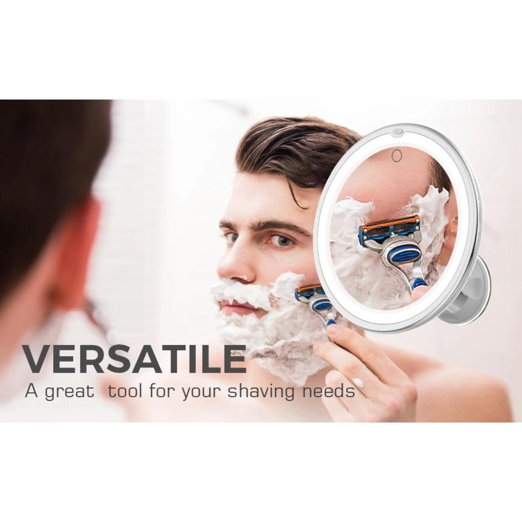 Flexible 10x Magnifying Mirror LED LightingTouch Screen Portable Dressing Table Makeup Dry Battery