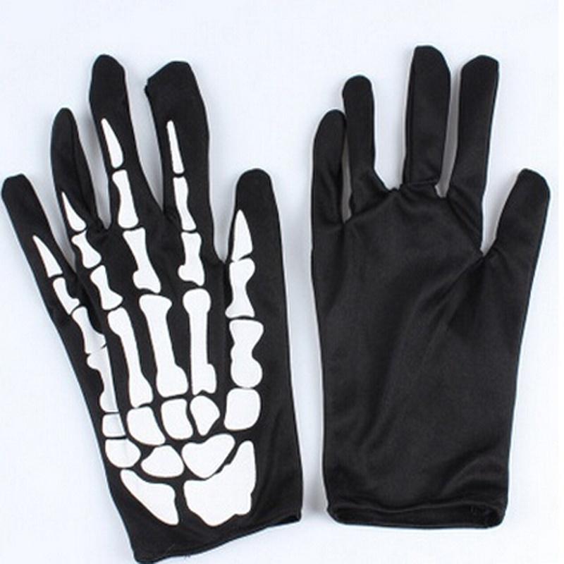 Halloween Skull Bone Skeleton Goth Racing Full Finger Gloves Fashion Sale
