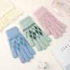 Korean-Style Women's Winter Touchscreen Gloves - Thick Double-Layered Wool for Cold Weather Cycling