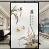 Chinese Ink Bamboo Orchid Flower Painting Glass Film Privacy Windows Film Static Cling Home Decor Stained Window Stickers
