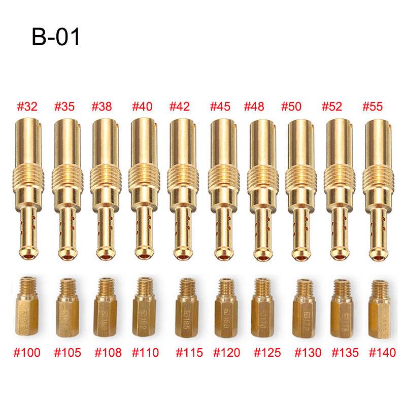 ZSDTRP 20pcs Carburetor Main/Pilot Jet Vice Injector Nozzle For PWK PWM PE PD PJ FCR-MX CV CVK CRS Motorcycle Carburetor Jets