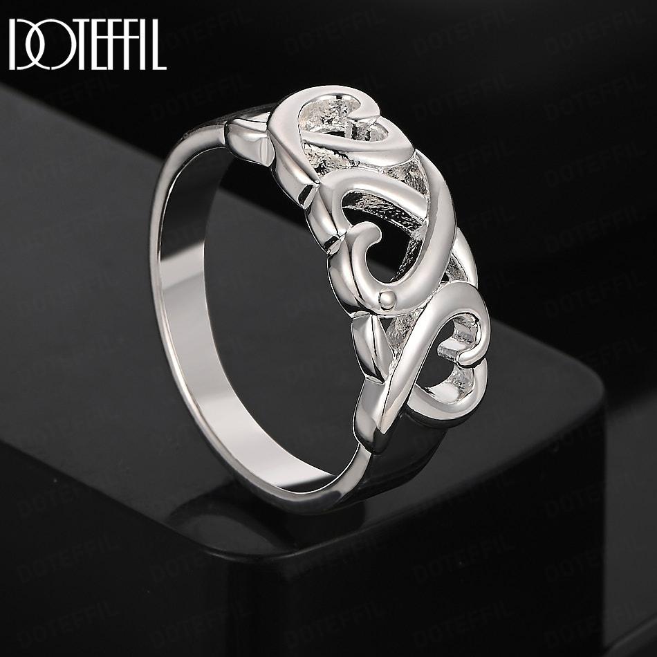 925 Sterling Silver Heart Ring Fashion Charm Wedding Jewelry