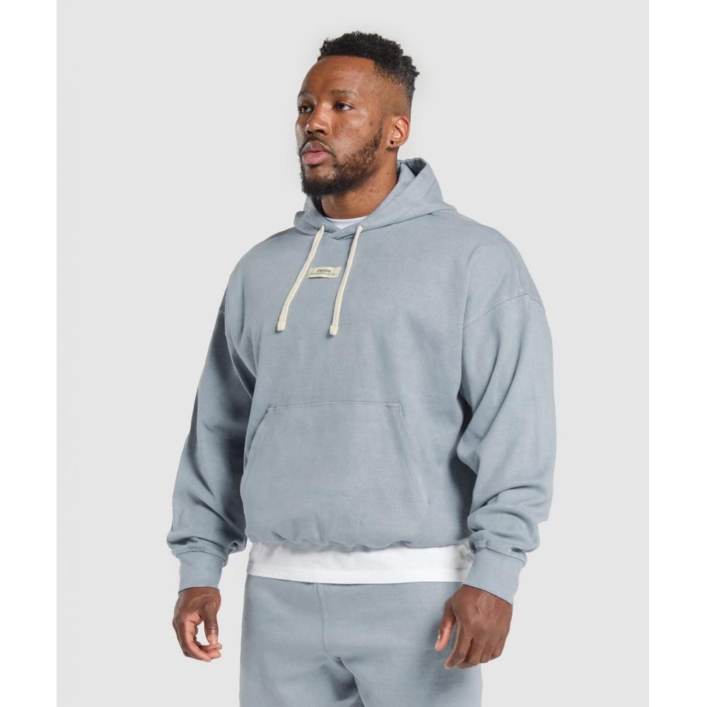 Gymshark Heavyweight Rib Hoodie Denim Grey A1b5n Uc32