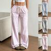 New Summer Striped Straight Trousers  Casual  Versatile  Lace-up  Fashionable  Loose  Wide-legged for Women