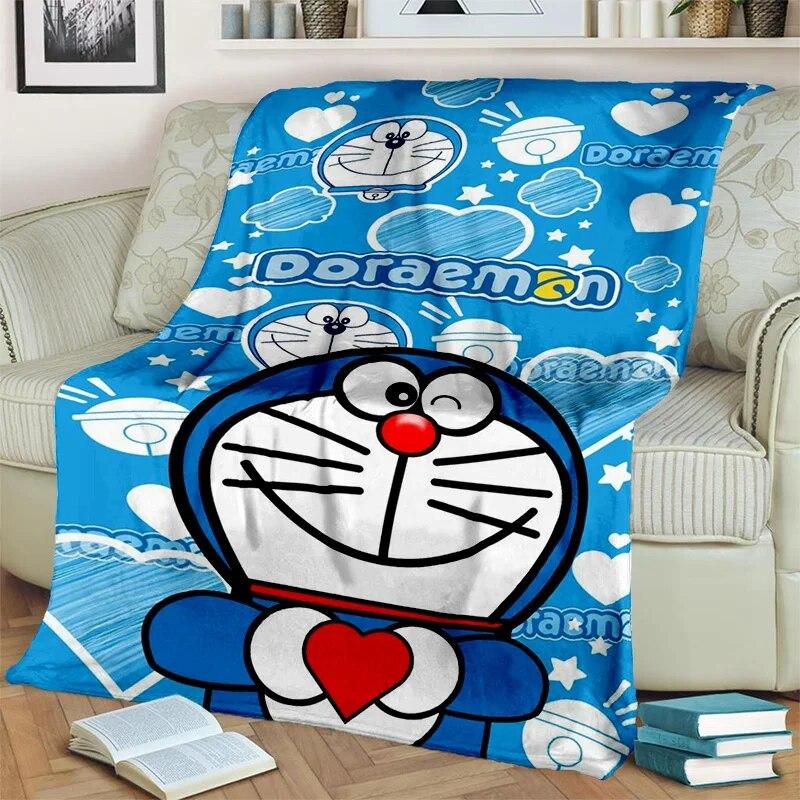3D Printing D-Doraemon Anime Cartoon Blanket,Soft Throw Blanket for Home Bedroom Bed Sofa Picnic Travel Office Cover Blanket Kid