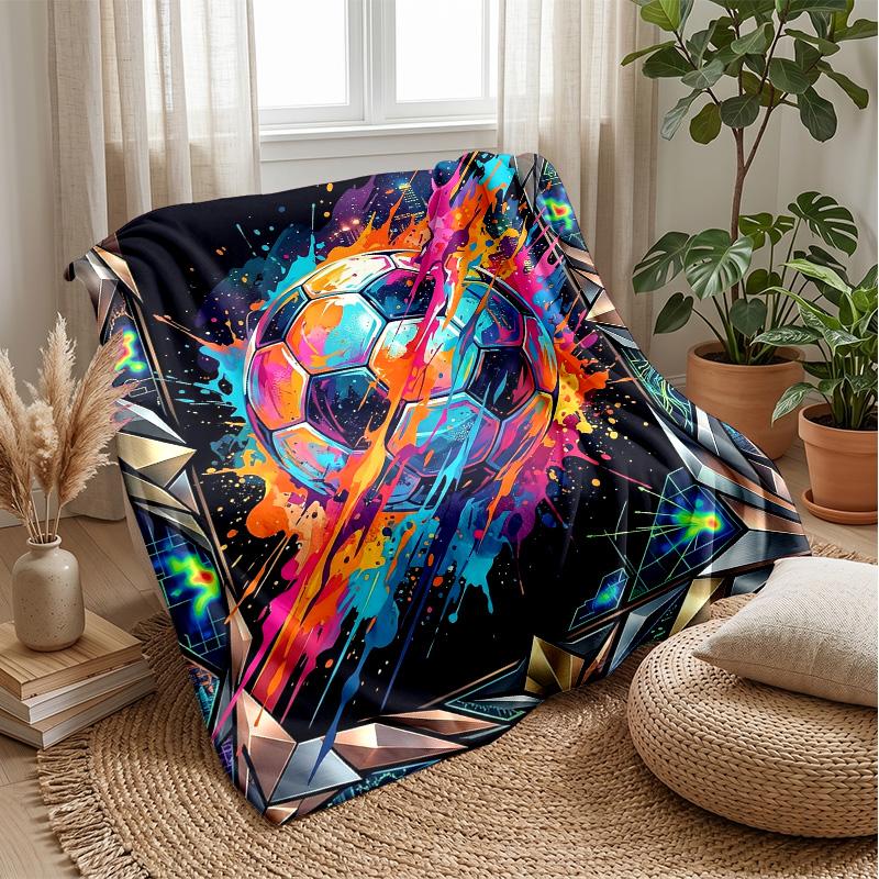 Soccer Ball in Motion 7 Theme blanket Lightweight Warm Flannel Blanket Decorative Throw Blanket for Home Decoration