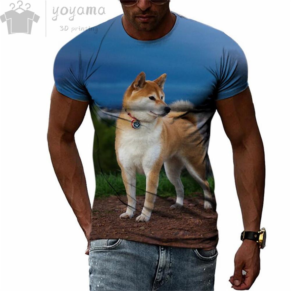 Мужская летняя футболка с милым 3D-рисунком немецкой овчарки, мужские летние футболки с коротким рукавом