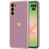 Protective Case - BOOLING - for Samsung Galaxy A56 5G - Flexible - Shockproof - Purple with Golden Heart
