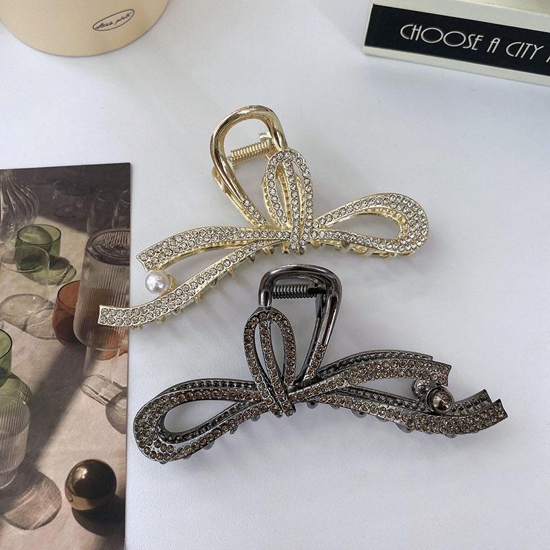 Роскошные черные заколки для волос с бантиком и бантиком, модные большие заколки для волос, заколки в виде краба, заколка для волос, корейский коготь для волос для женщин, аксессуары для волос