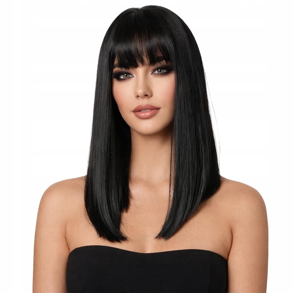 LUVU WIG женский с челкой черный БРЮНЕТКА волосы прямые КАК НАТУРАЛЬНЫЕ