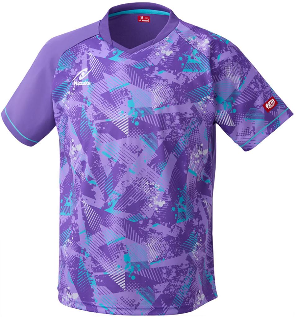 Nittaku Table Tennis Game Popping Sizes JTTA NW2227 Shirt, Shirt, Unisex, Sweat-wicking, Quick-drying, Stretch, 130cm-2XO, Approved, Purple, L,