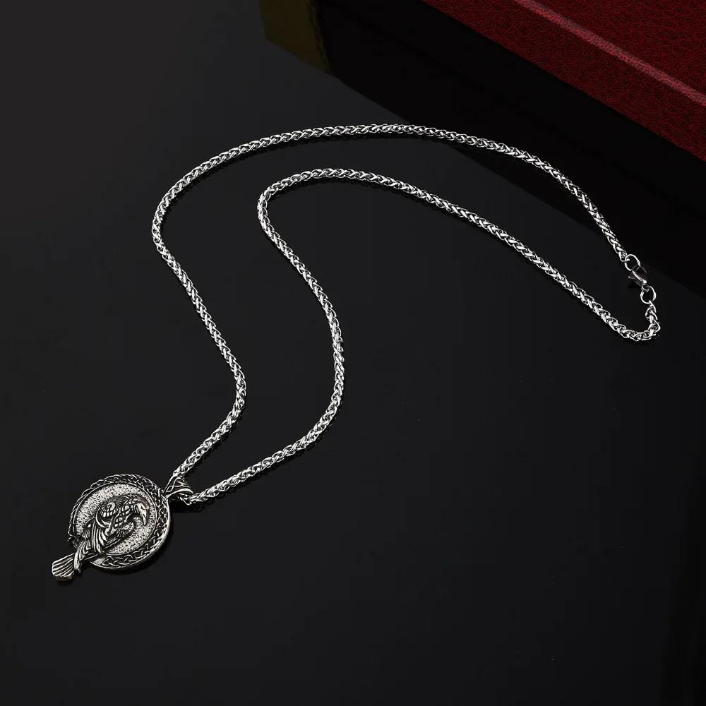 1 шт. Ожерелье-амулет Мужская подвеска Черный дрозд Кельтская ворона Хип-хоп трендовое ожерелье Мужское модное ювелирное ожерелье