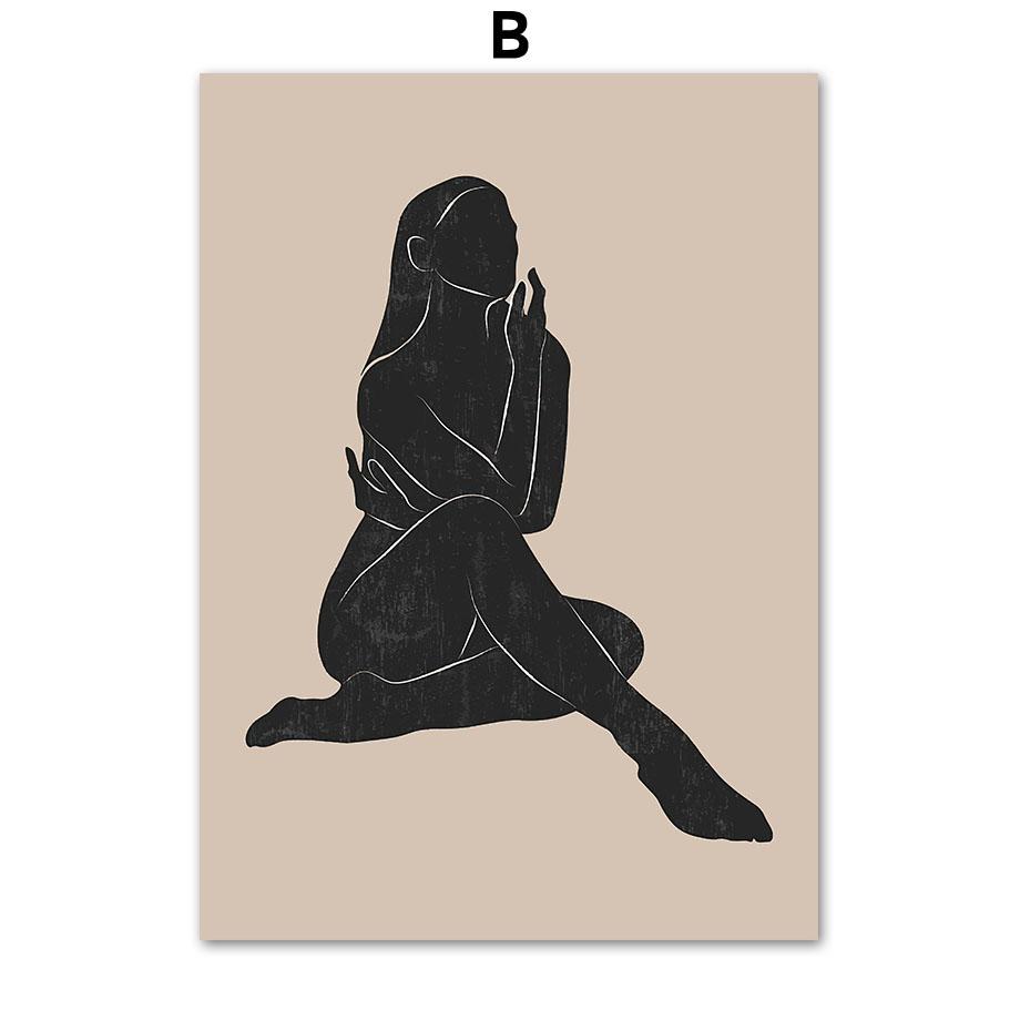 Богемия плакат с птицами бежевый черный абстрактные линии искусства холст картины настенный принт фотографии спальня гостиная интерьер домашний декор