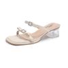High Heels Women's Outer Wear  Summer New Versatile Niche French Fashion Bow Thick Heel Slippers  Sandals