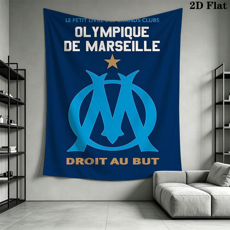 Olympique de Marseille Wall Hanging Printed Fabric Blanket Decorative Tapestries for Bedroom Living Room Home Decor