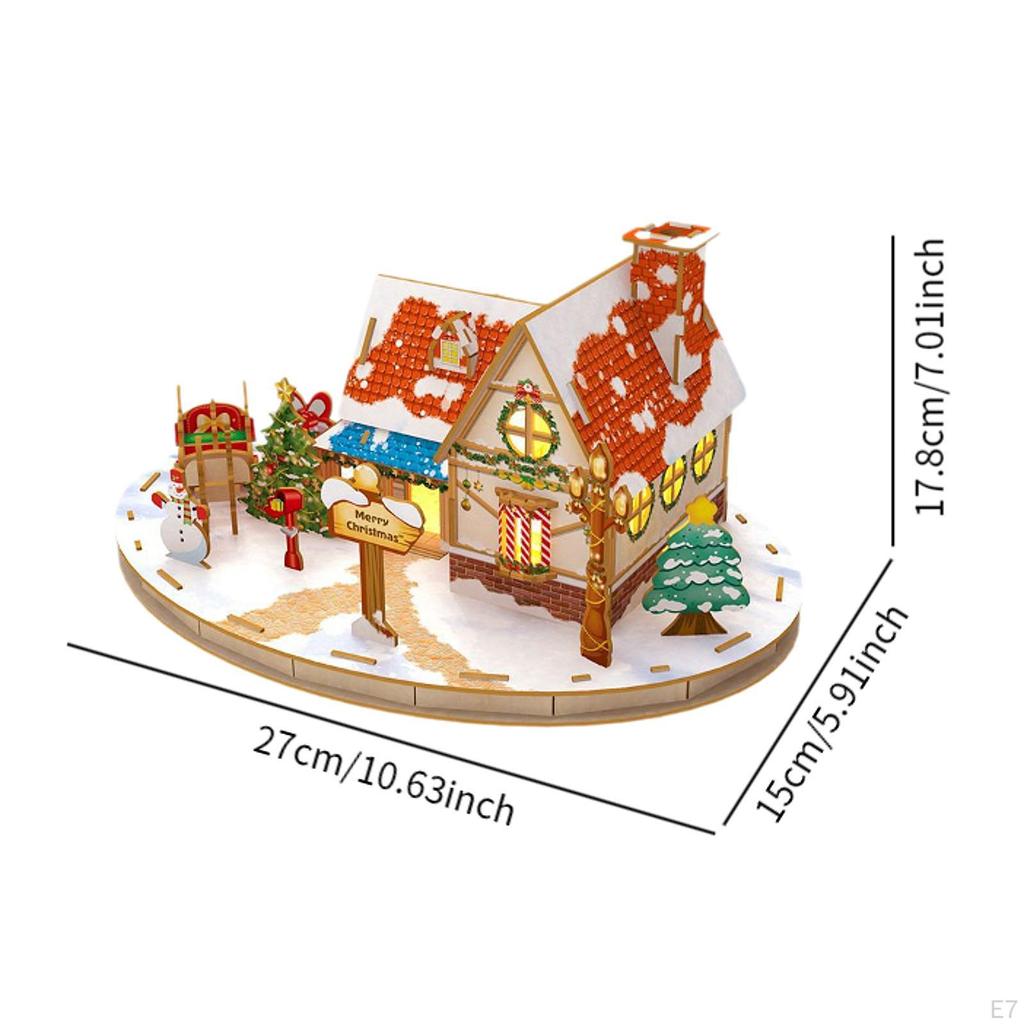 Wooden Christmas Cottages DIY Christma Decor Decoration Artware for Holiday Themed Party