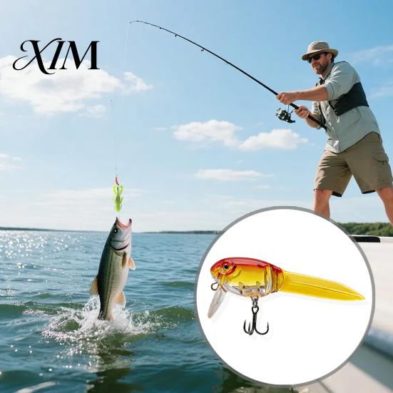 Tadpole Lure with Hooks 8.5CM/8G Minnow Topwater Lure, Floating Bait Fishing Lures Hook, Bionic Crankbait for Saltwater Freshwater Sharp Hook