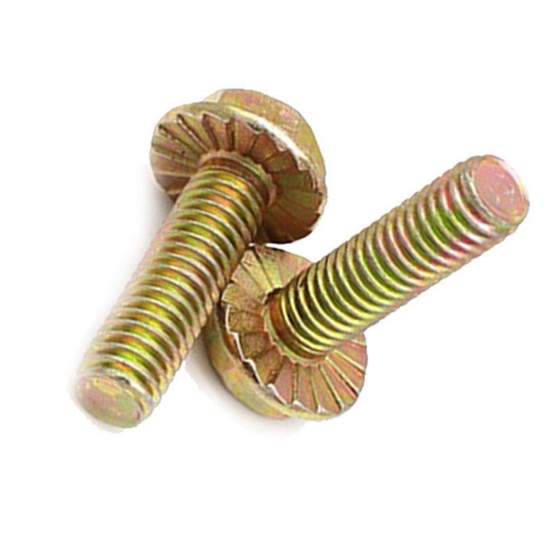 White Zinc Serrated Flange Hex Bolt Screw & Nut Set M4-M8, Plated Flange, Knurled Cross