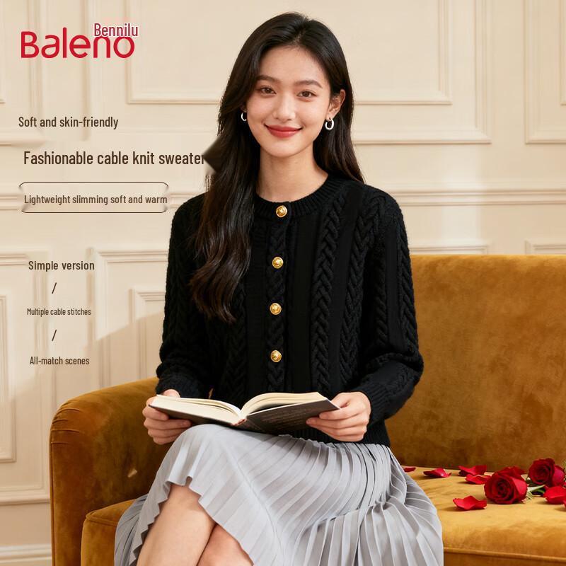 Baleno Women's Cable Knit Cardigan Sweater