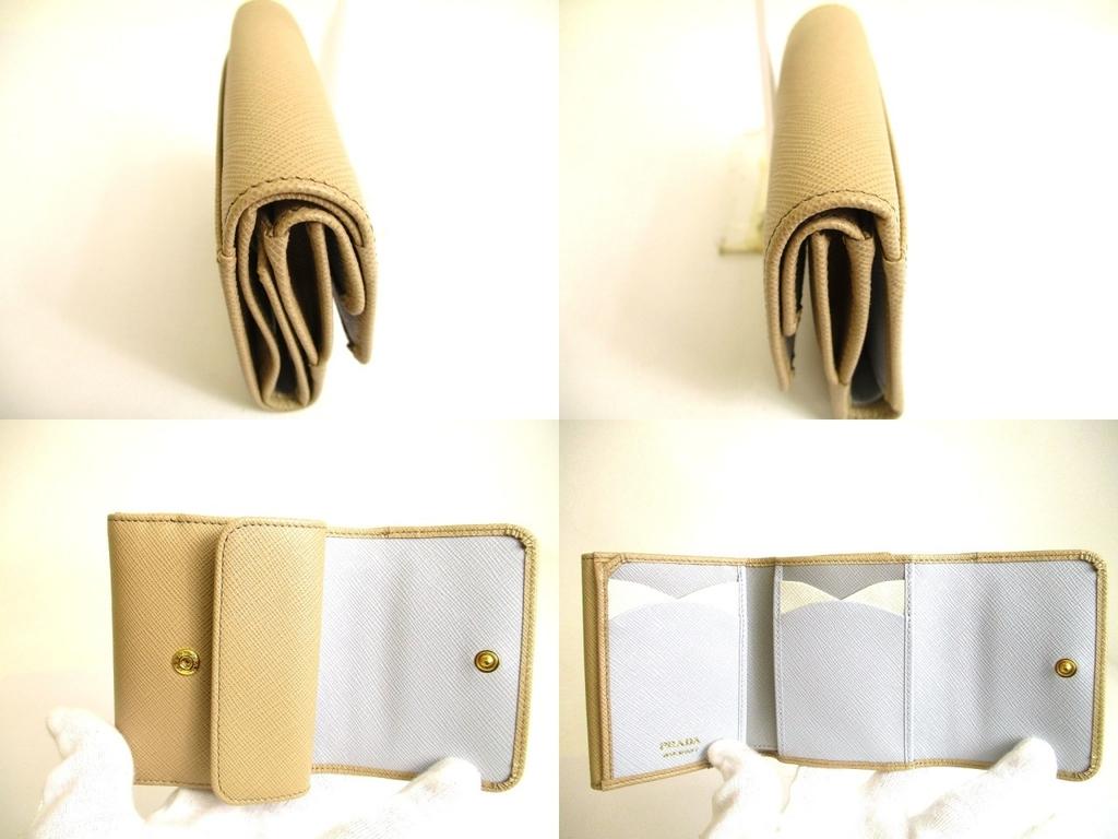 Authentic PRADA Sand Saffiano Leather Multicolor Trifold Wallet Compact Wallet #a876  Refurbished