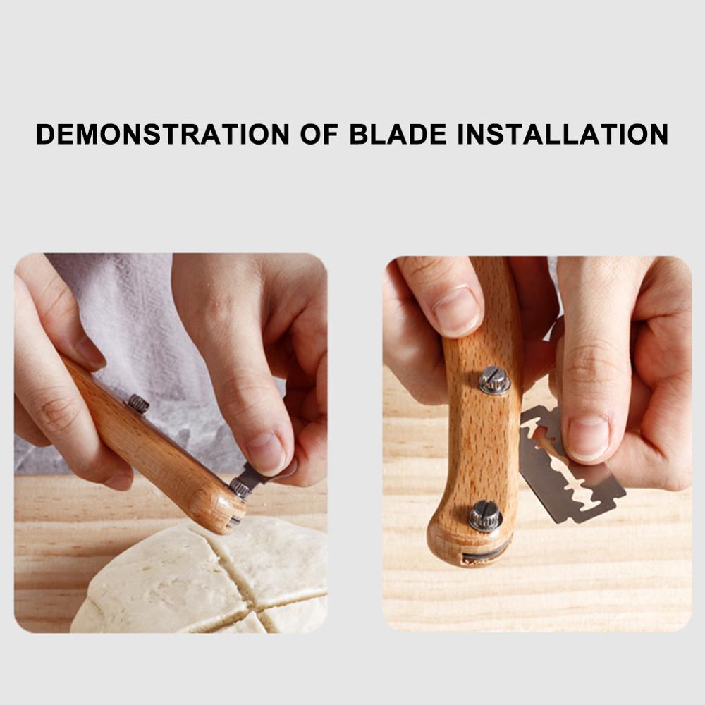 Деревянные кухонные инструменты для хлеба, скребок из нержавеющей стали, для зачета теста для хлеба, с лезвиями и крышкой