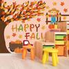 Whaline 100Pcs Happy Fall Tree Bulletin Board Decorations Thanksgiving Maple Leaf Tree Pumpkin Scarecrow Cutouts Autumn Classroom Decor for Fall