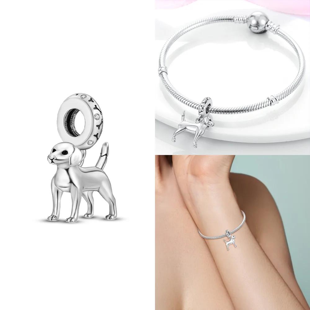 Медные Оригинальные Шармы Любовь Сердце Собака Кошка Лапы Подвеска Бусины Подходят для Браслета Mula DIY Ювелирные Изделия Для Женщин Подарок