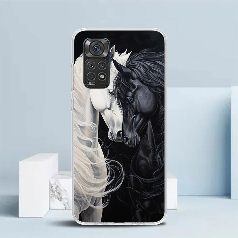 Чехол для телефона Animal Black Horse для Xiaomi Redmi Note 15 14 14S 13 12S 12 Pro Plus 11S 11 11T 11E 10S 10 + Мягкая задняя крышка из ТПУ Красный