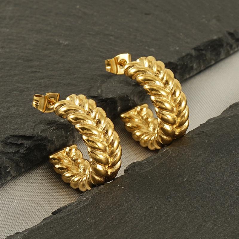 Новые французские изысканные серьги-гвоздики из титановой стали, серьги из 18-каратного золота, американские ретро-серьги для женщин