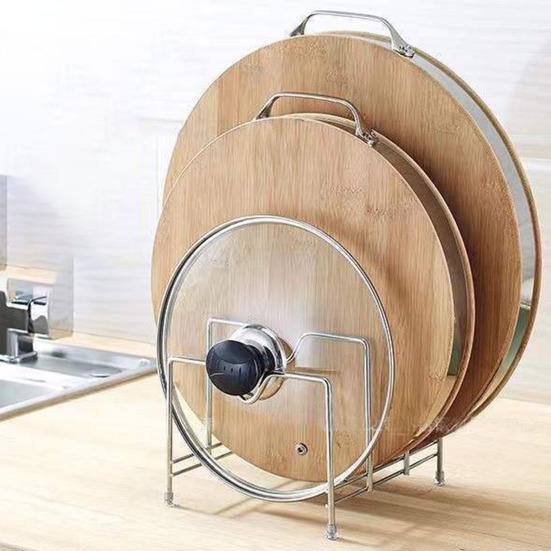 Держатель крышки кастрюли из нержавеющей стали, современная сверхмощная стоячая многофункциональная столешница, разделочная доска, резак для тарелок, стеллаж для хранения, органайзер для кухни