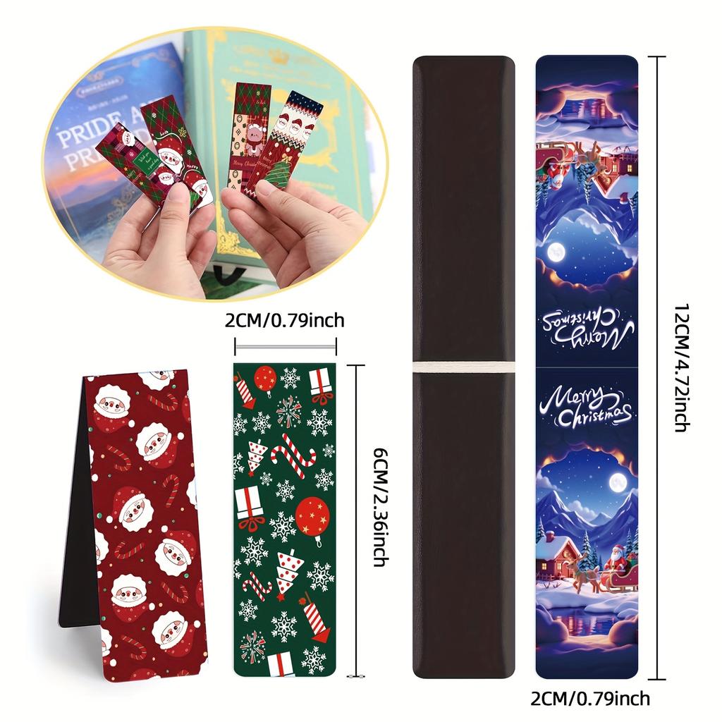 12 шт. Магнитные закладки с рождественскими дизайнами - Праздничные темы, Идеально подходят для читателей, студентов и учителей, 5,99x2,01 см
