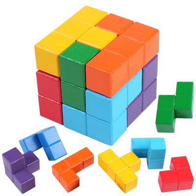 Новые 3D Деревянные Детские Развивающие Игрушки Кубик Сома Монтессори Игры-Головоломки Игра-Вызов для Мозга Сенсорные Игрушки для Детей
