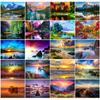 5D Diamond Painting Sunset Landscape Diy Round Water Diamond Embroidery Beach Mosaic Pattern Complete Design Home Decoration