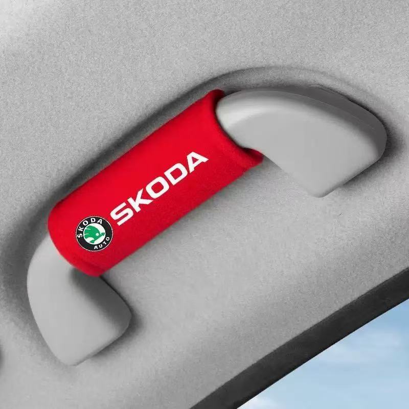 Suede Car Roof Handle Protective Cover Accessories For Skoda Octavia A5 A7 Fabia Karoq Superb Rapid Kamiq Scala Auto accessory RK5