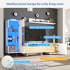 TV Wall Unit Set 3-Piece, High Gloss, Modern Cabinet with LED, Freestanding and Wall-Mounted, Acrylic Doors, Glass Partition, White, TV up to 70'