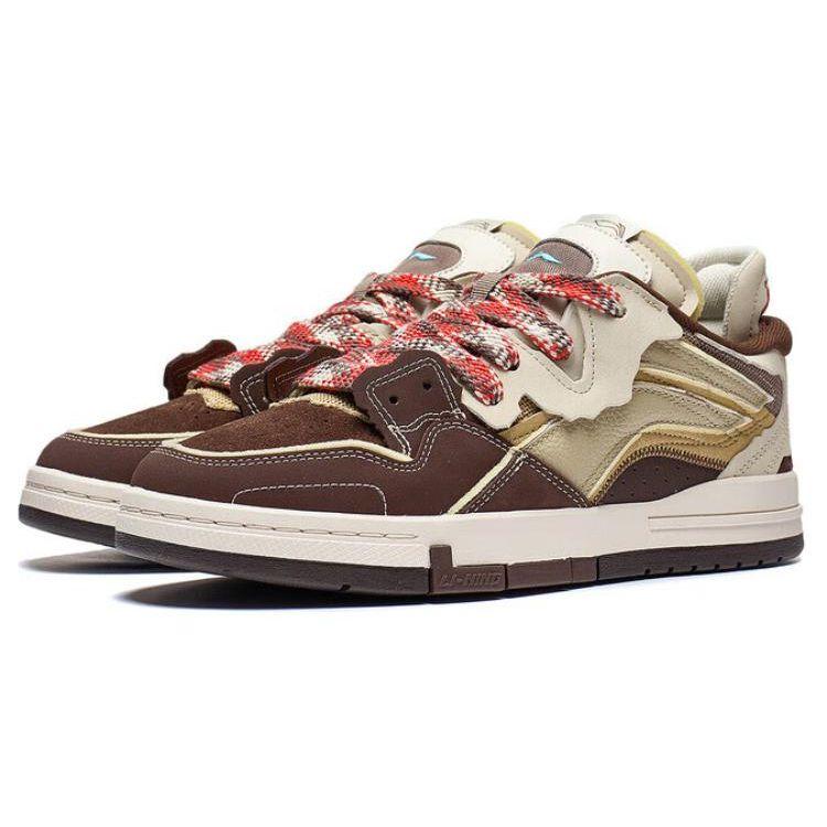 Li Ning We Wo Pro универсальные повседневные легкие удобные амортизирующие износостойкие низкие кроссовки для скейтбординга мужские кроссовки коричневые желтые AECT045-1