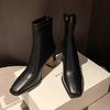 Ботильоны зимние женские туфли кожаные квадратные носки высокие каблуки сексуальные туфли 2025 тренд мода массивные туфли готические Chelea Botas Mujer